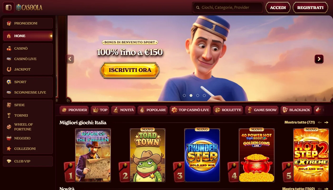 skrill casino: la pagina principale di Casoola